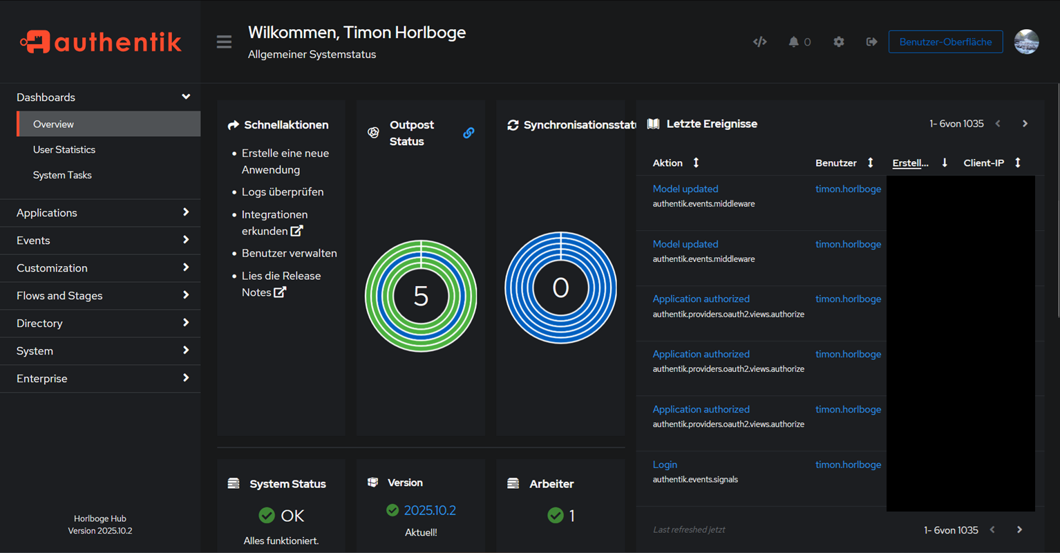 Admin-Oberfläche von Authentik